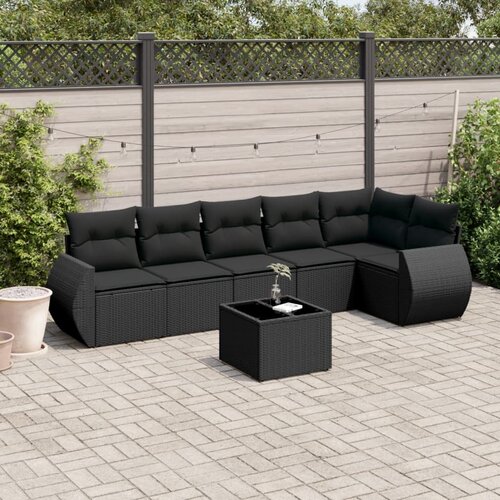  7-dijelni set vrtnih sofa od poliratana s jastucima crni Crna Cene