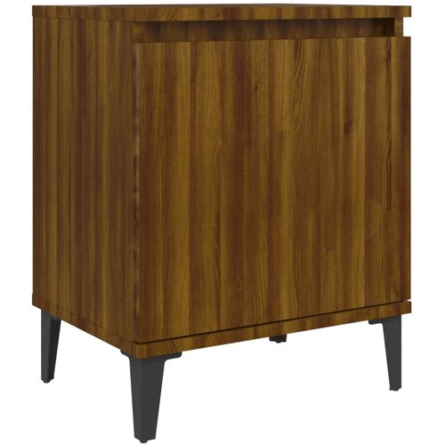 Maison Chic Nočna omarica - Nočna miza s kovinskimi nogami rjav hrast 40x30x50 cm, (21687257) Slike