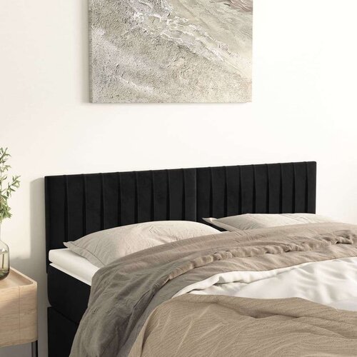  Posteljno vzglavje 2 kosa črno 72x5x78/88 cm žamet, (20936348) Slike