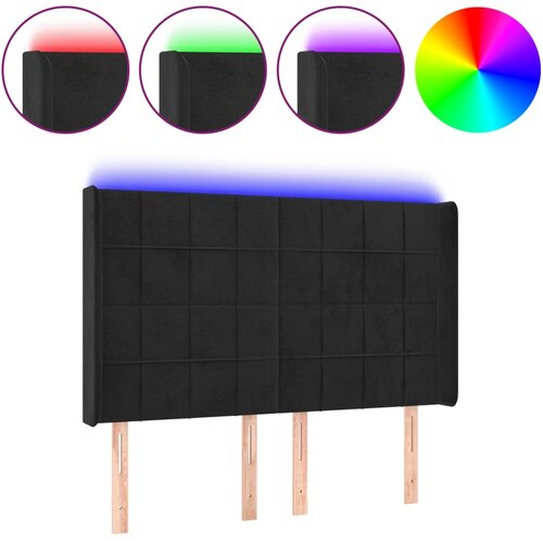 Maison Chic led posteljno vzglavje - vzglavna omarica - nočna omarica črno 147x16x118/128 cm žamet, (21710454) Slike