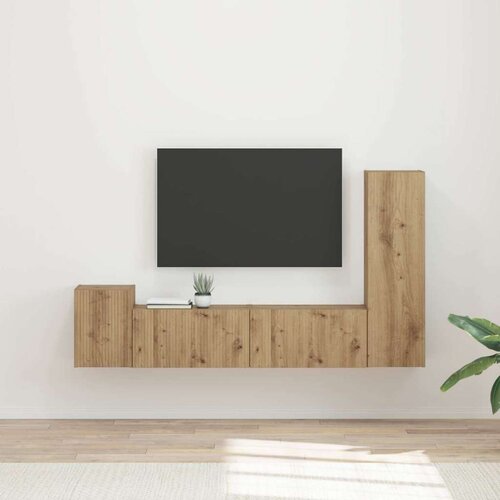  Set TV komoda Zidne 4 pcs Umjetnički hrast Konstruirano drvo Cene