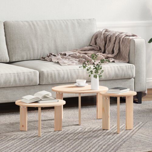 VidaXL 3 pcs 47.5 x 47.5 x 27 cm Čvrsta borova drva Slike
