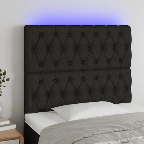 VidaXL LED posteljno vzglavje črno 100x7x118/128 cm blago Slike