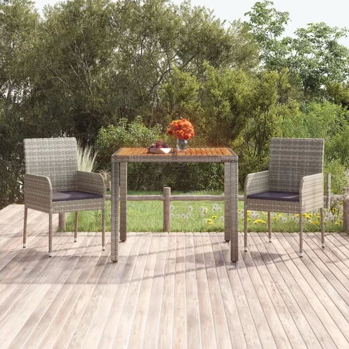  Vrtni stol s drvenom pločom sivi 90 x 90 x 75 cm od poliratana