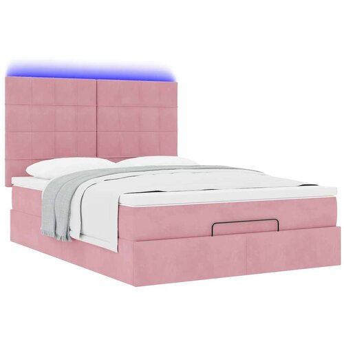  Otomanski krevet s madracima&amp;amp;amp LED ružičasti 140x190cm bar&amp;scaron;unasti Slike