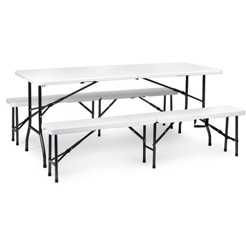 Modern Home Sklopivi sto 180cm + 2 klupe beli Cene