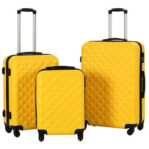  Trdi potovalni kovčki 3 kosi rumeni ABS
