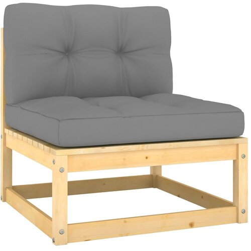 VidaXL Srednja vrtna sofa sa sivim jastucima od masivne borovine Slike