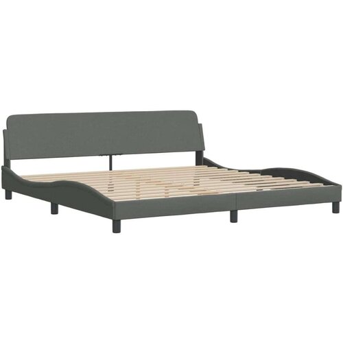  Okvir kreveta s LED svjetlima tamnosivi 200 x 200 cm od tkanine Slike
