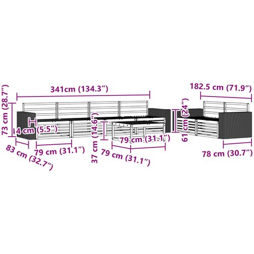  Set vanjskih sofa 7 kom. Prirodna Čvrsto drvo akacije Slike