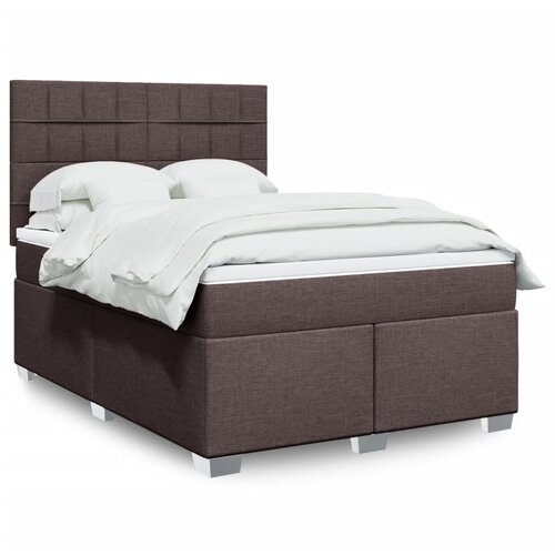 vidaXL Box spring postelja z vzmetnico temno rjava 160x200 cm blago Cene