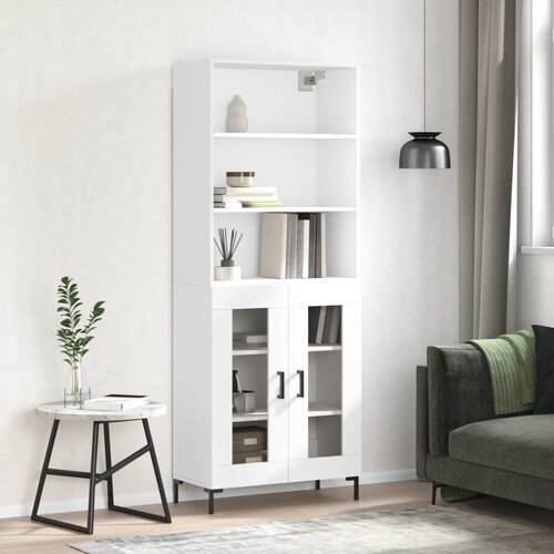 vidaXL Visoka omara bela 69,5x34x180 cm inženirski les Cene
