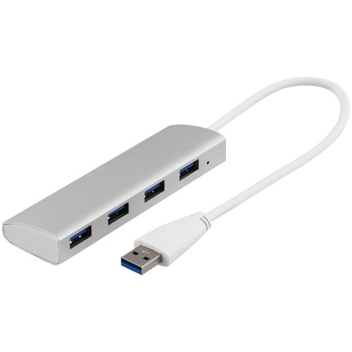 Deltaco USB 3.0 hub, 4xUSB-A ženski, aluminij, 0,3m, srebrni Cijene