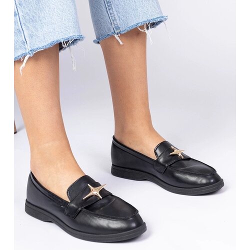 D/CEO marka niezdefiniowana Black women&amp;#039;s moccasins with gold decoration Senna Slike