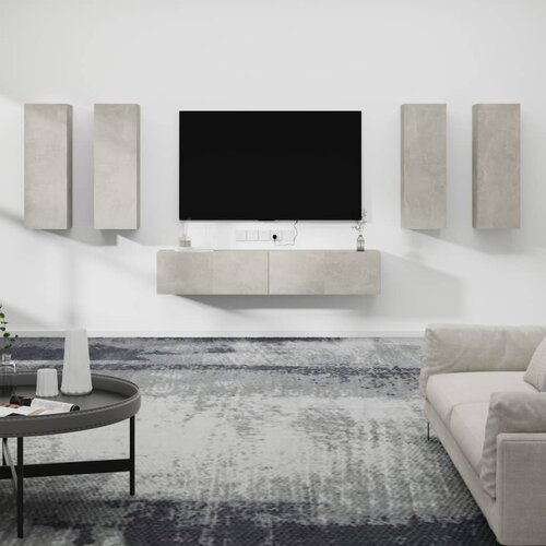 vidaXL 6-dijelni set tv ormarića siva boja betona drveni Cijene