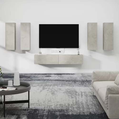 vidaXL 6-dijelni set tv ormarića siva boja betona drveni