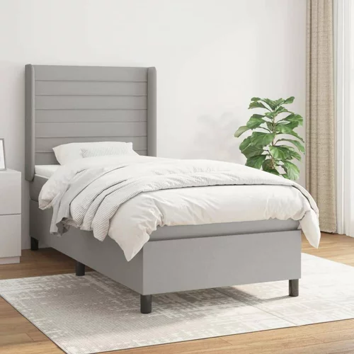  Box spring postelja z vzmetnico svetlo siva 80x200 cm blago, (20898909)