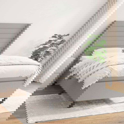  Okvir kreveta s oprugama i madrac svjetlosivi 80x200cm tkanina Slike