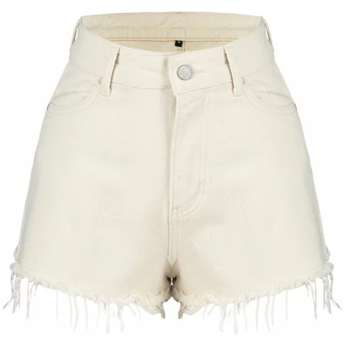 Trendyol Ecru Plain Short Denim 100% Cotton Shorts & Bermuda