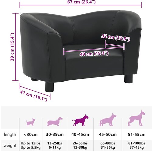 SOFA za pse crna 67 x 41 x 39 cm od umjetne kože Slike