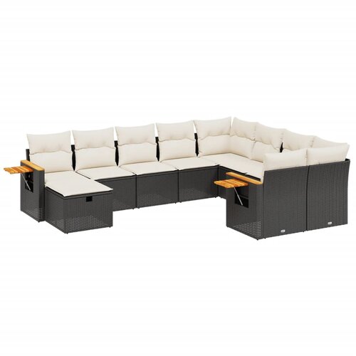 vidaXL 10-dijelni set vrtnih sofa s jastucima crni od poliratana Cijene