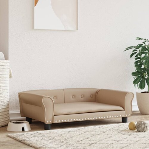 VidaXL Krevet za pse cappuccina 95 x 55 x 30 cm od umjetne kože Slike