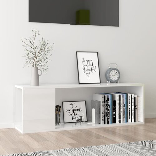 VidaXL TV omarica visok sijaj bela 100x24x32 cm iverna plo&amp;scaron;ča Slike