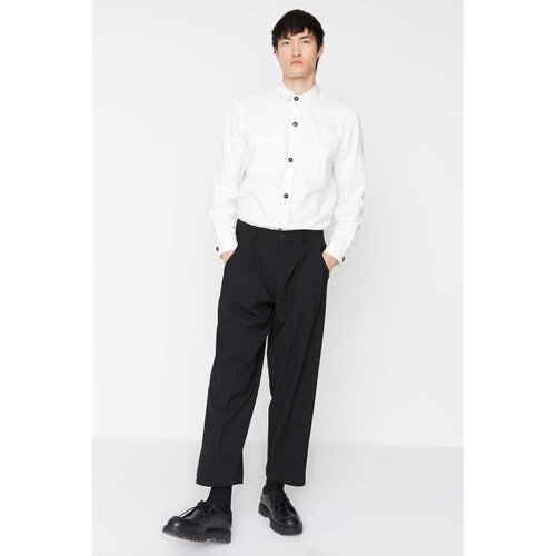 Trendyol Black Men&amp;#039;s Palazzo Wide Cut Wide Leg Pleated Trousers Slike