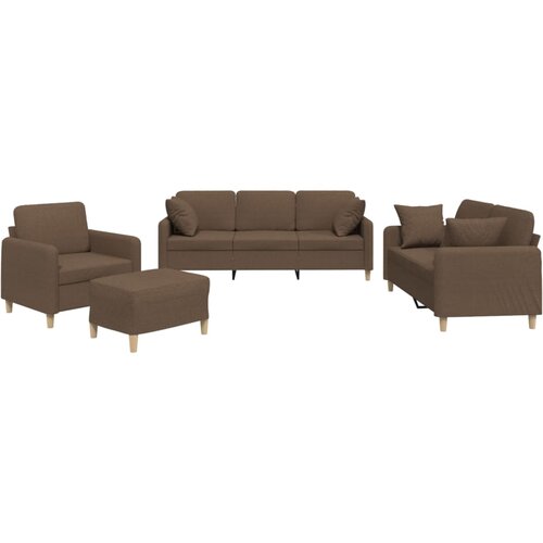  4-dijelni set sofa s jastucima smeđi od tkanine Slike