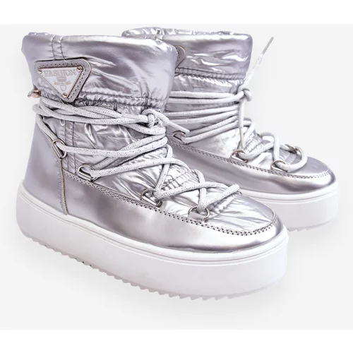 Kesi warm lace-up snow boots silver Colin