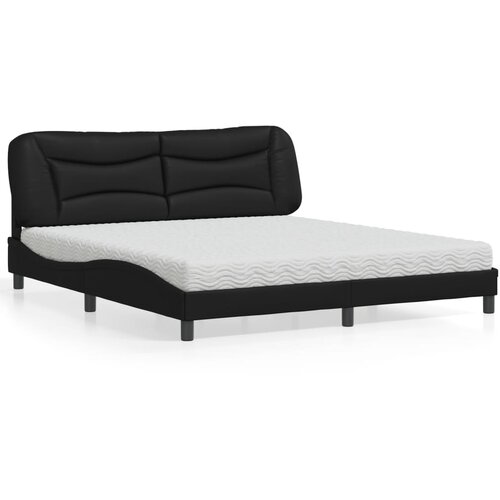 VidaXL Postelja z vzmetnico črna 180x200 cm umetno usnje Slike
