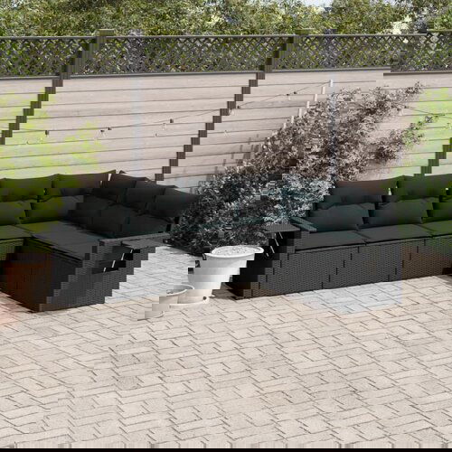 vidaXL 6-dijelni set vrtnih sofa s jastucima crni od poliratana Cijene
