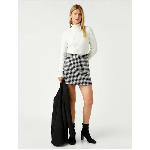 Koton Crowbar Pattern Plaid Mini Skirt