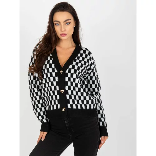 Fashion Hunters Black and white cardigan with squares
