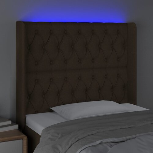  LED uzglavlje tamnosmeđe 103 x 16 x 118/128 cm od tkanine Slike