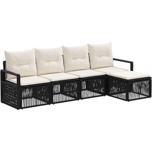 vidaXL Vrtna sedežna garnitura 4 pcs Črna poli ratan, (5000269963) Cene