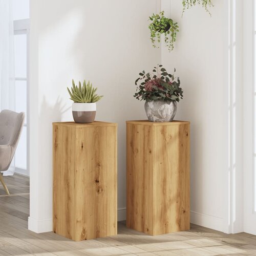 VidaXL Stojalo za rastline 2 kosa artisan hrast 30x30x70 cm inž. les Slike