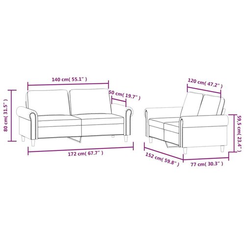 vidaXL 2-dijelni set sofa s jastucima smeđi bar&scaron;unasti Cijene