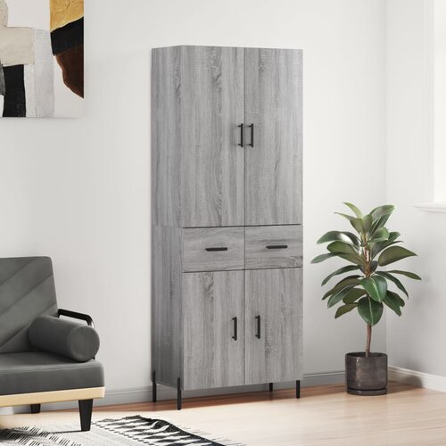 VidaXL Visoka komoda siva sonoma 69,5x34x180 cm inženirski les Slike