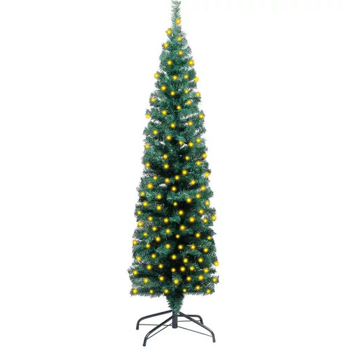 vidaXL usko umjetno božićno drvce LED sa stalkom zeleno 120 cm PVC