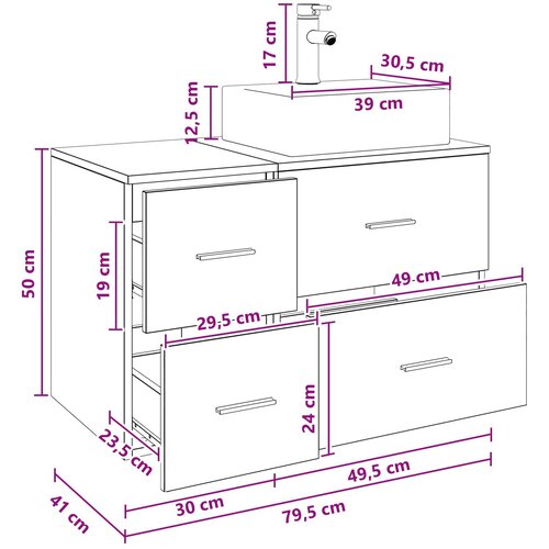  Set namje&amp;scaron;taja za kupaonicu 2 kom. Hrast sonoma Smeđa 49,5 x 41 x 79,5 cm Slike