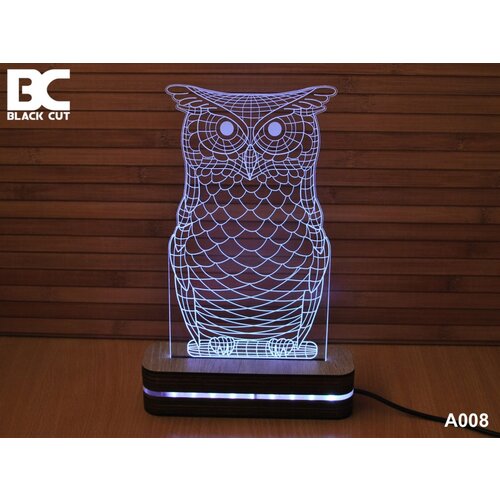Black Cut 3D lampa Sova plava Cene