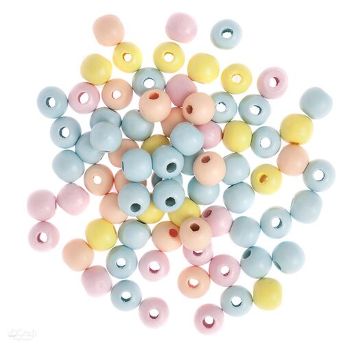  Drvene perle u boji 12 mm - 40 g (ukrasne perle) KORIŠTENO Cene