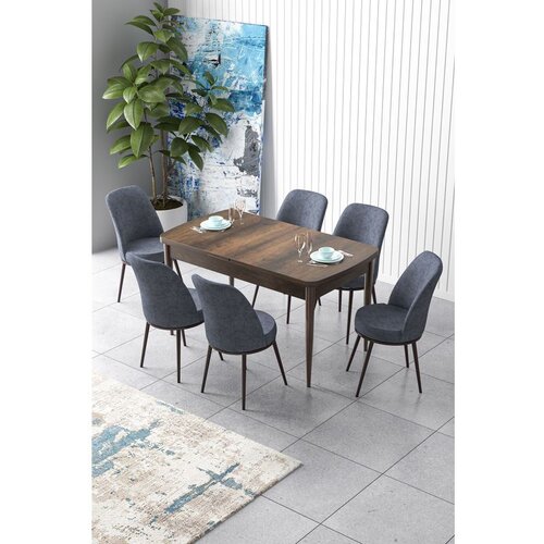 Hanah home zen - baroque, fume baroquefume extendable dining table &amp;amp; chairs set (7 pieces) Slike