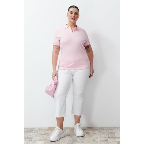 Trendyol Curve Pink Polo Neck Knitted T-shirt Slike