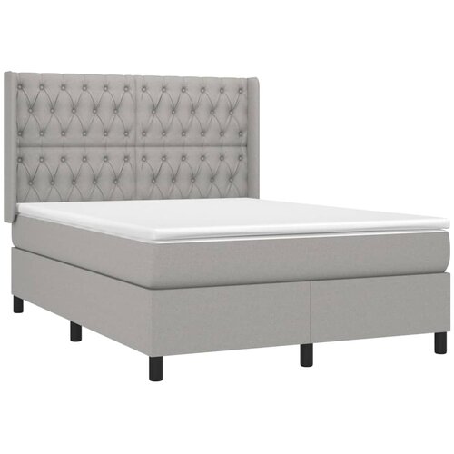  Krevet box spring s madracem LED svjetlosivi 140x190 cm tkanina Slike