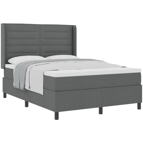 vidaXL Krevet s Odskokom i Madracem Tamno Siva 140x190 cm Tkanina Cijene