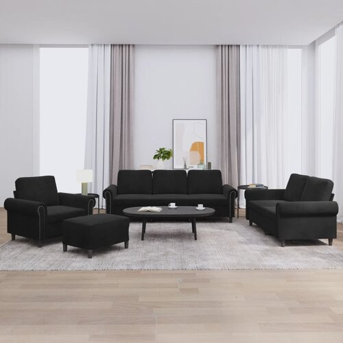 vidaXL 4-dijelni set sofa s jastucima crni baršunasti Cijene