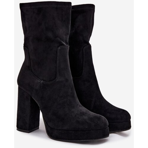 Boto Women&amp;#039;s heeled ankle boots made of eco suede black Carolina Slike