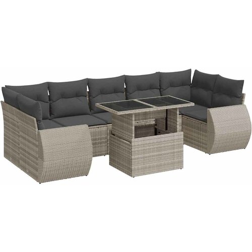 Maison Chic Seti vrtnega pohištva - Vrtna garnitura - Vrtni pohištvo set 8-delna z blazinami sv. siv poli ratan, (21804199) Cene
